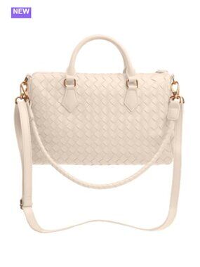 Woven Vegan Leather Tote Hobo Crossbody Bag Convertible Shoulder Purse
